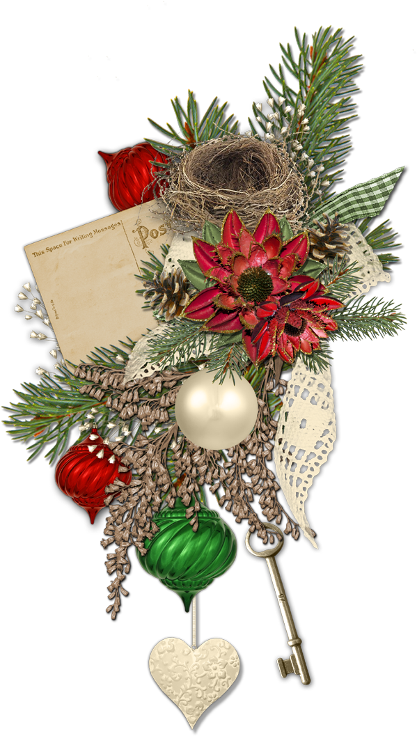 Vintage Christmas Decoration Elements PNG Image