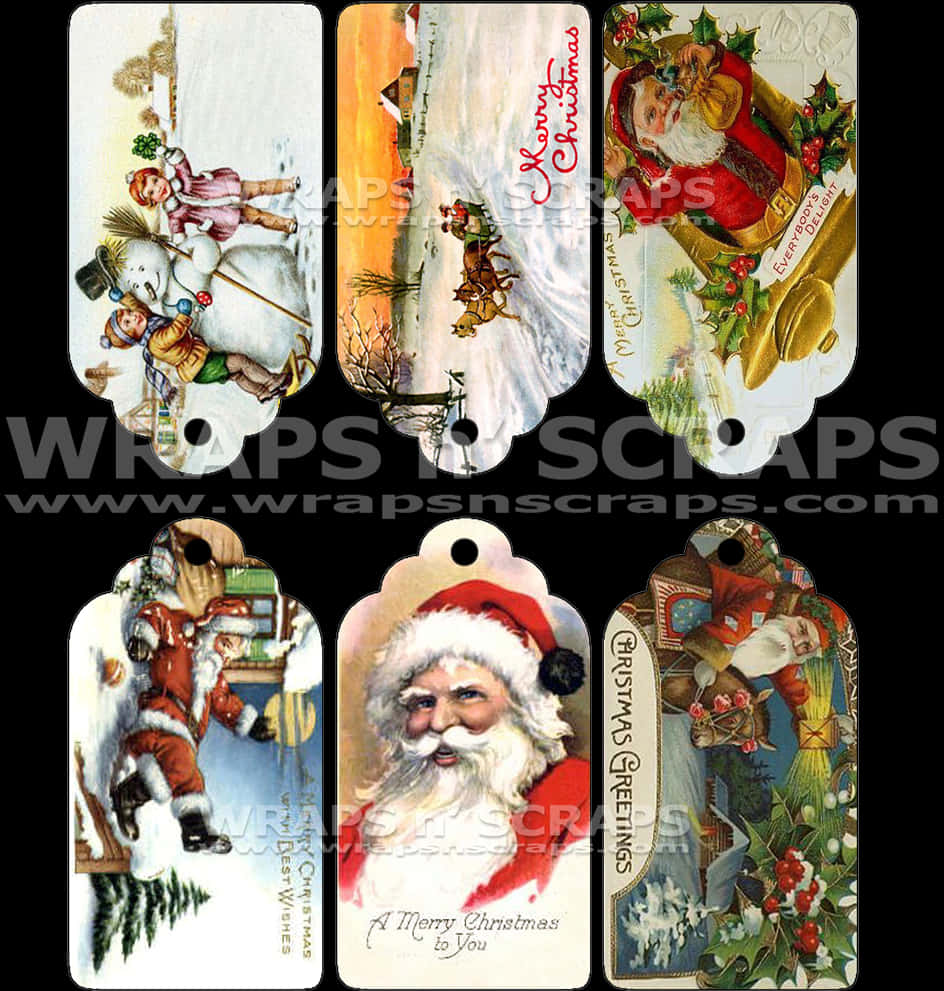 Vintage Christmas Gift Tags Collection PNG Image