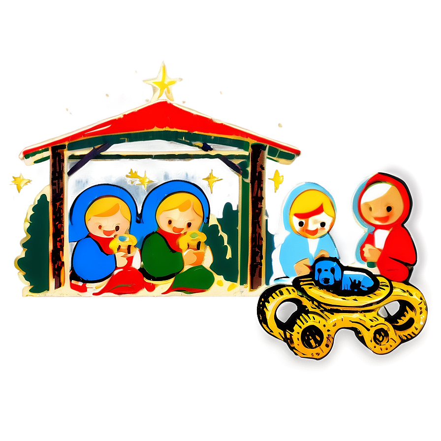 Vintage Christmas Nativity Scene Png Pxw PNG Image