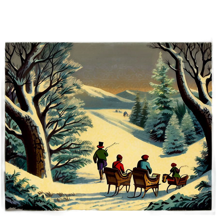 Vintage Christmas Scene Png Ctf PNG Image