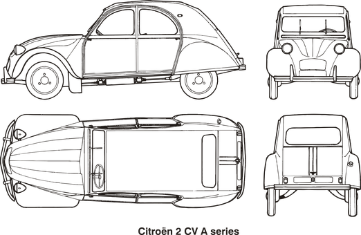 Vintage Citroen2 C V Blueprints PNG Image