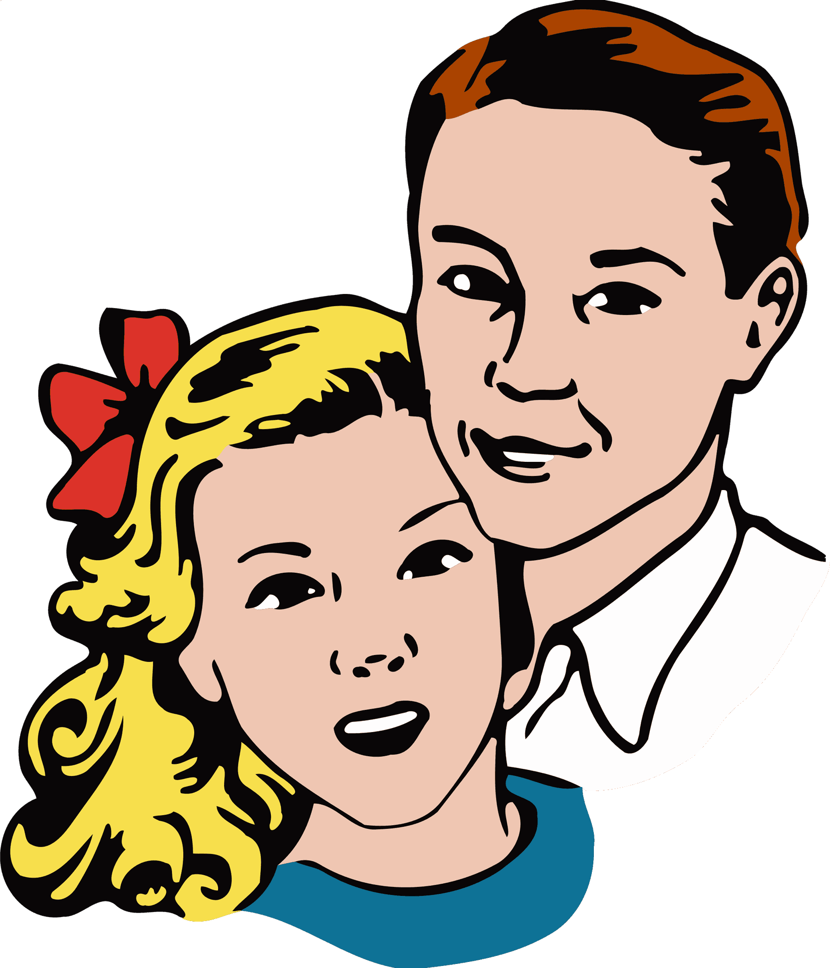 Vintage Comic Style Couple PNG Image