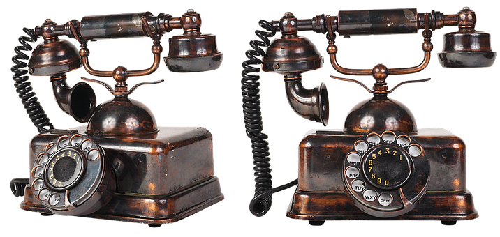 Vintage Copper Rotary Telephone PNG Image