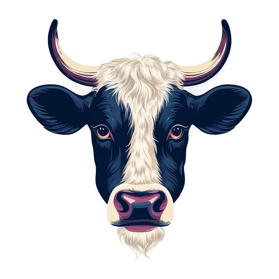 Vintage Cow Head Design Png 06212024 PNG Image