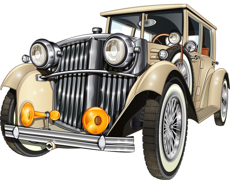 Vintage Cream Convertible Classic Car PNG Image