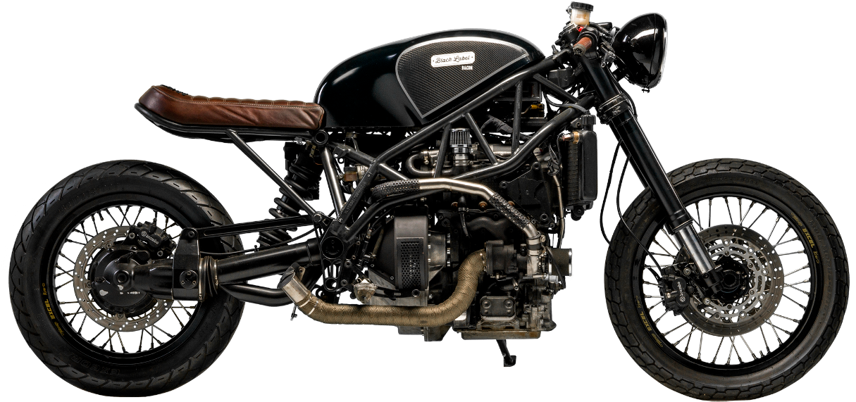 Vintage Custom Motorcycle Profile PNG Image