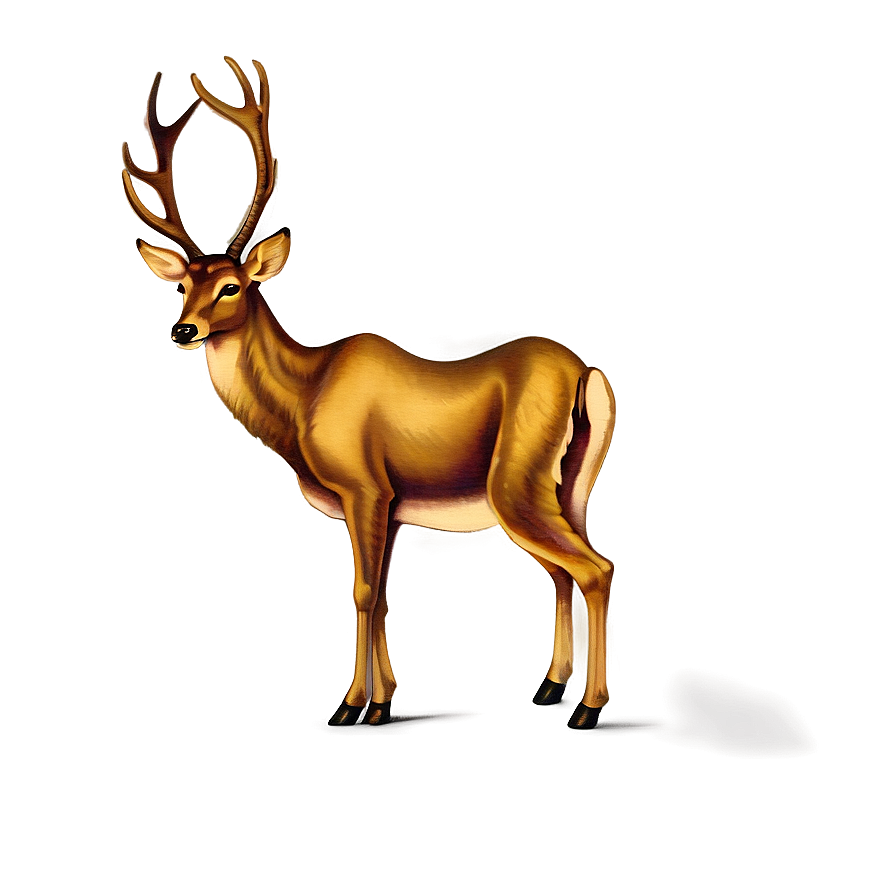 Vintage Deer Illustration Png Atq89 PNG Image