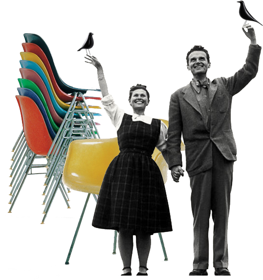 Vintage Designers With Iconic Chairs PNG Image