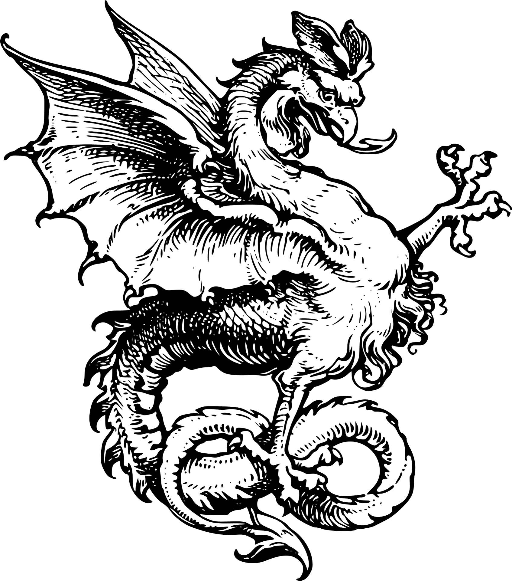 Vintage Dragon Illustration PNG Image