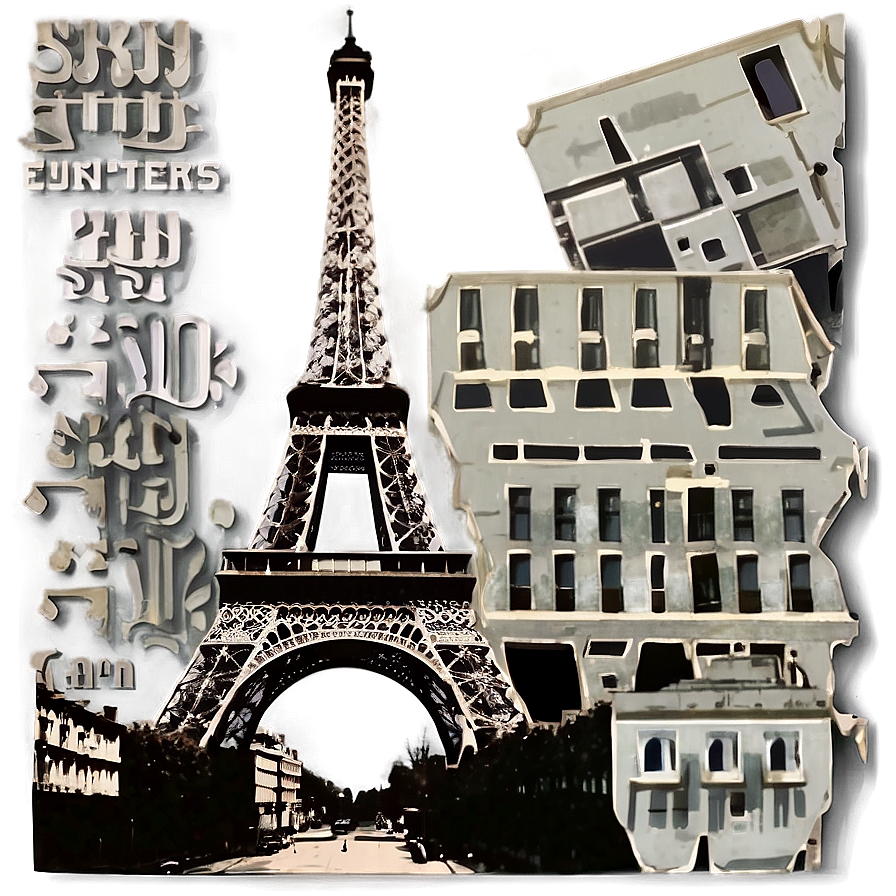 Vintage Eiffel Tower Illustration Png Vho PNG Image