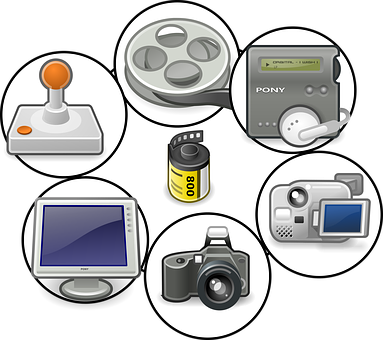 Vintage Electronics Icons Set PNG Image