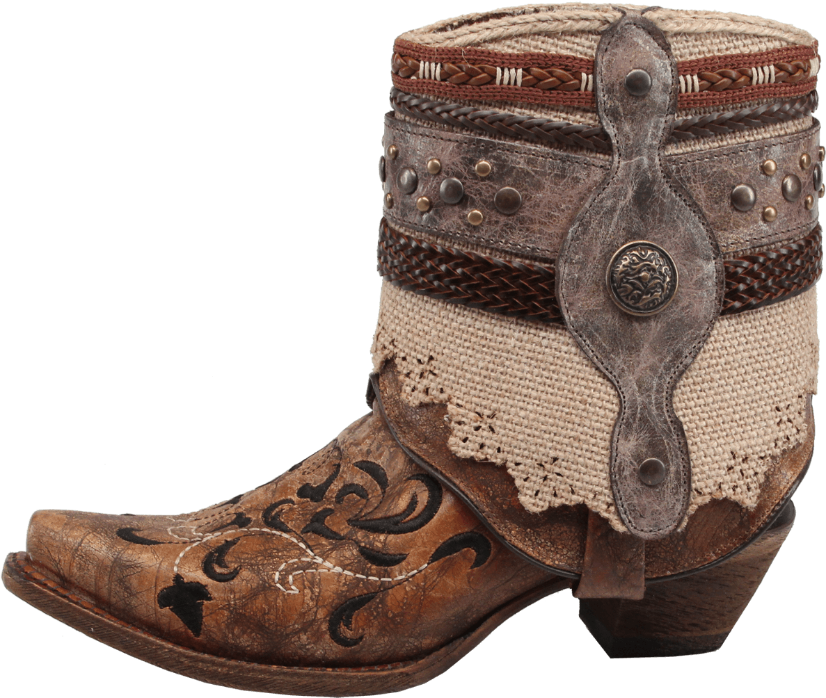 Vintage Embellished Cowboy Boot.png PNG Image