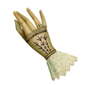 Vintage Embroidered Glove Display PNG Image