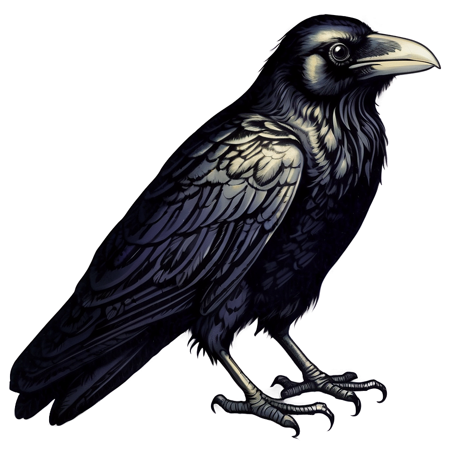 Vintage Engraved Raven Png Uvb PNG Image