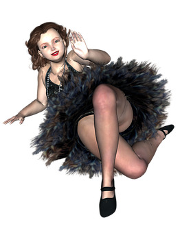 Vintage Flapper Dancer Pose PNG Image