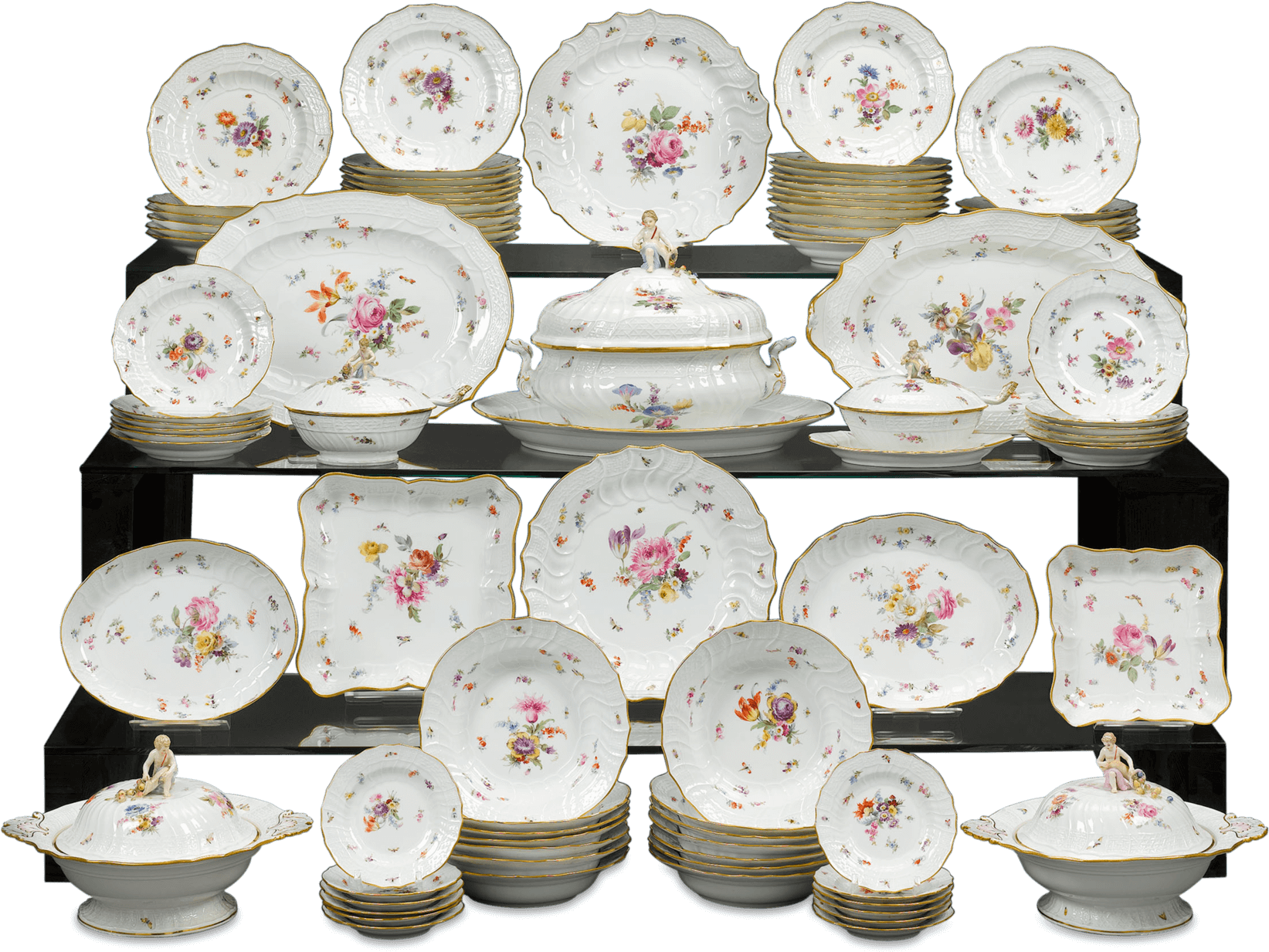 Vintage Floral Dinnerware Set PNG Image