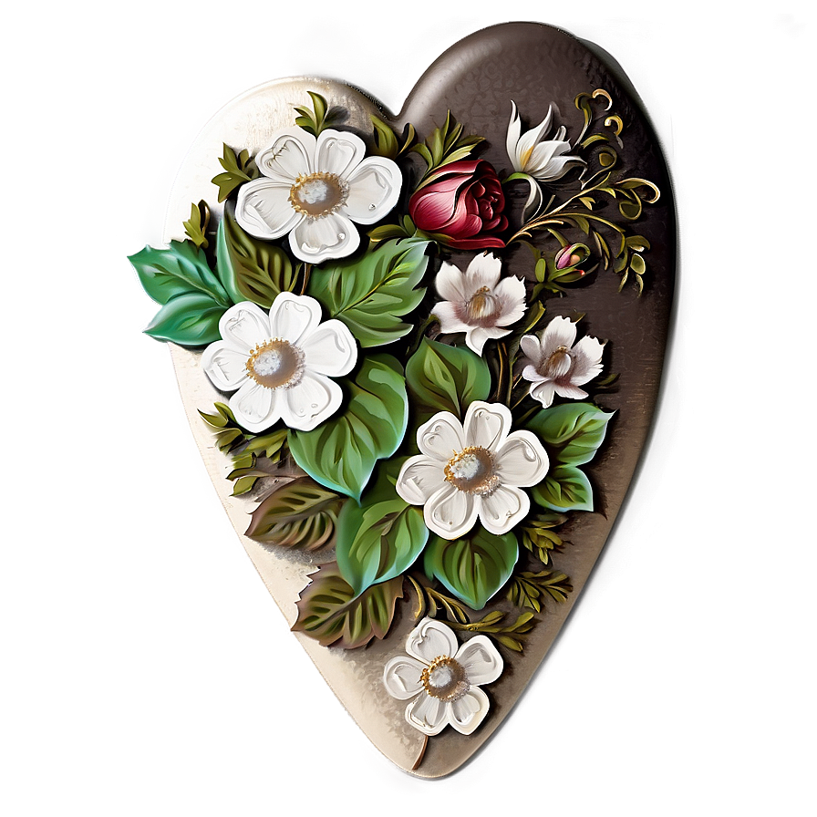 Vintage Floral Heart Png 23 PNG Image