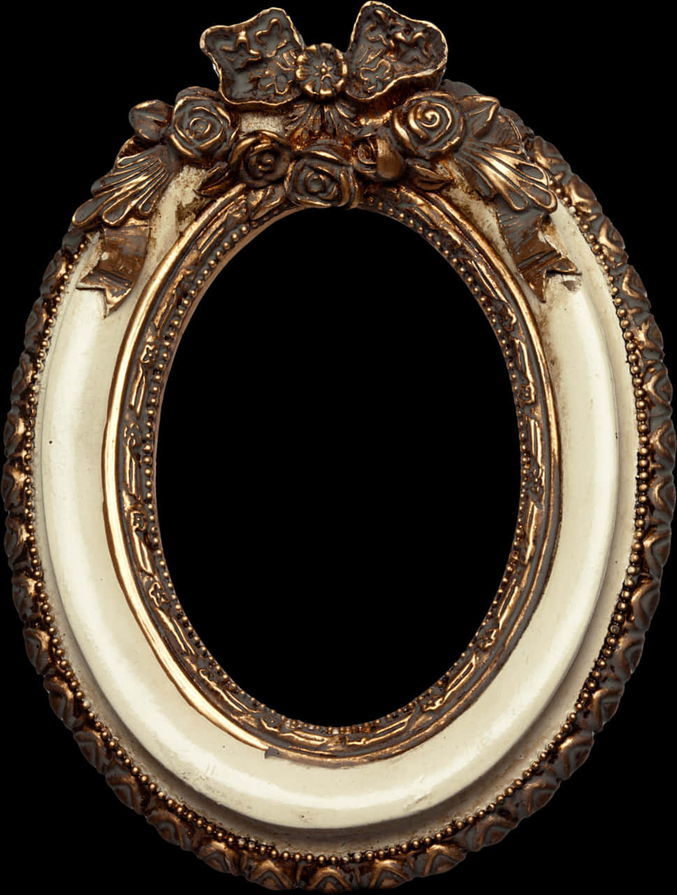 Vintage Floral Oval Photo Frame PNG Image