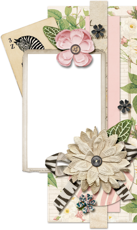 Vintage Floral Scrapbook Photo Frame PNG Image