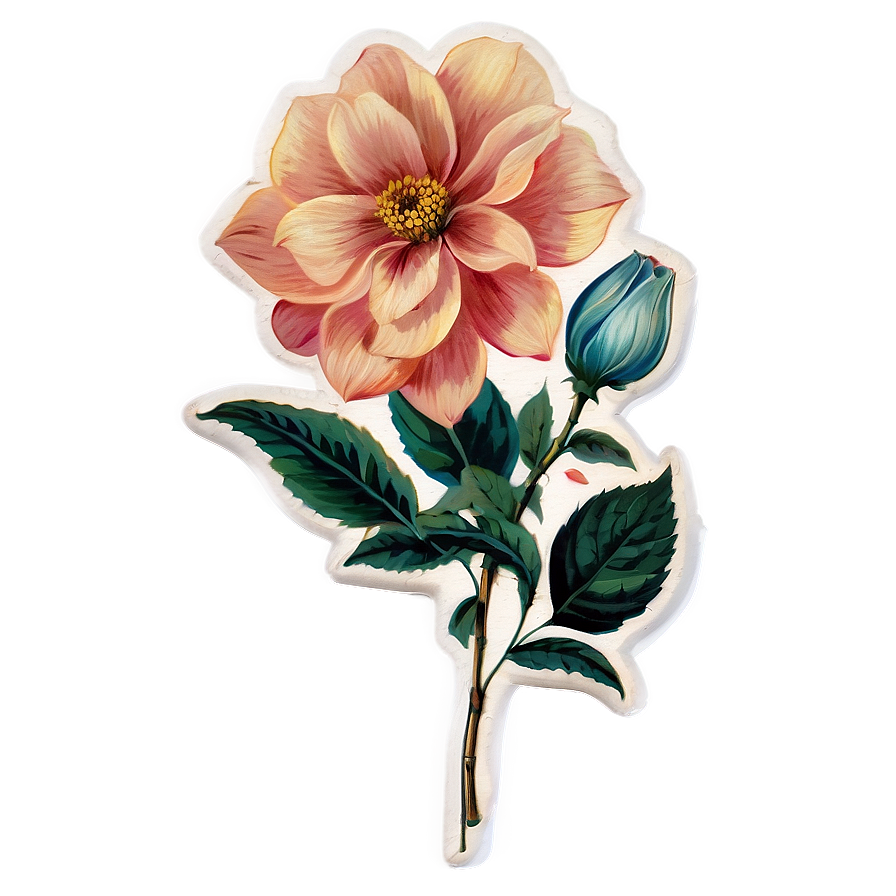 Vintage Floral Sticker Png 05252024 PNG Image