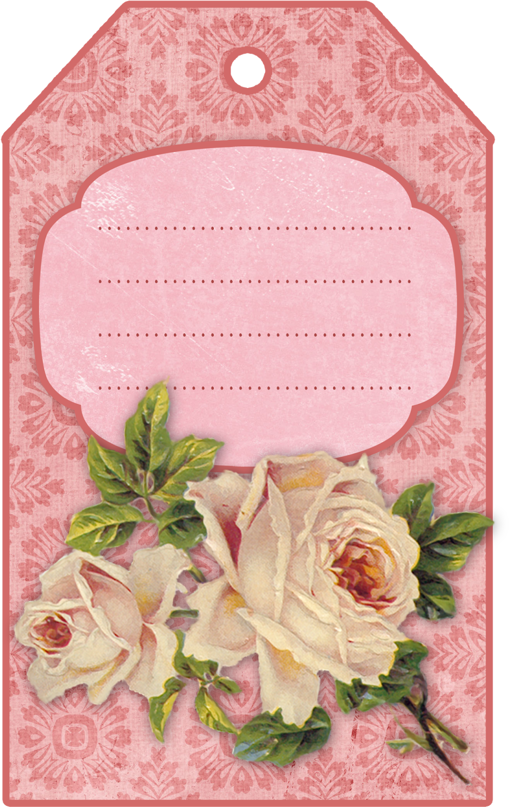 Vintage Floral Tag Design PNG Image