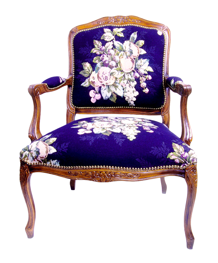 Vintage Floral Upholstered Armchair PNG Image