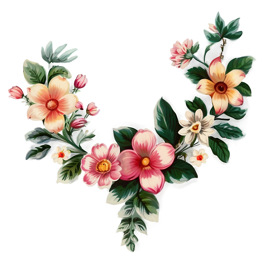 Vintage Flower Border Png 30 PNG Image