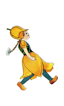 Vintage Flower Girl Illustration PNG Image