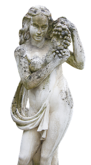 Vintage Garden Statueof Maidenwith Grapes PNG Image