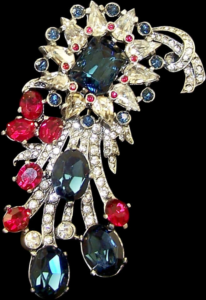 Vintage Gemstone Brooch Jewelry PNG Image