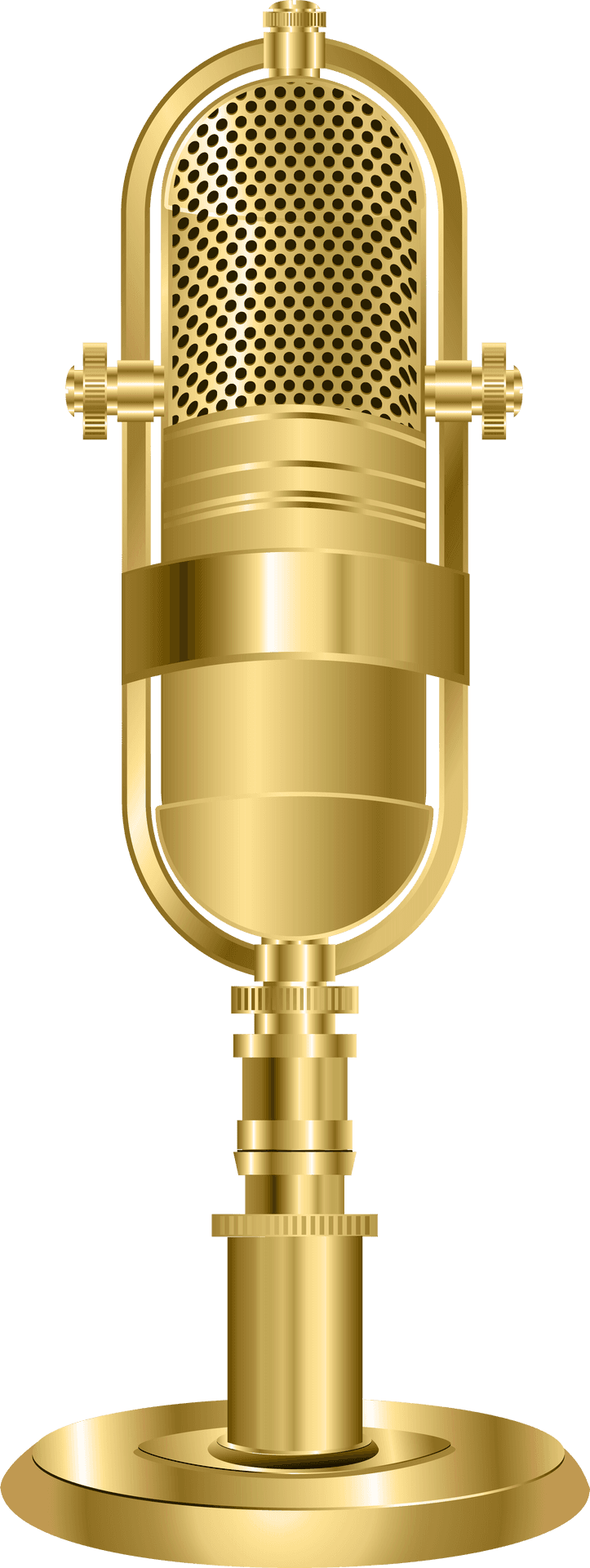 Vintage Golden Studio Microphone PNG Image