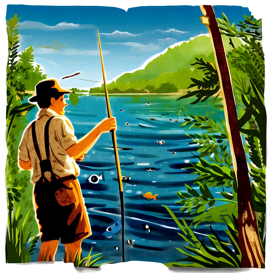 Vintage Gone Fishing Poster Png Mrq PNG Image