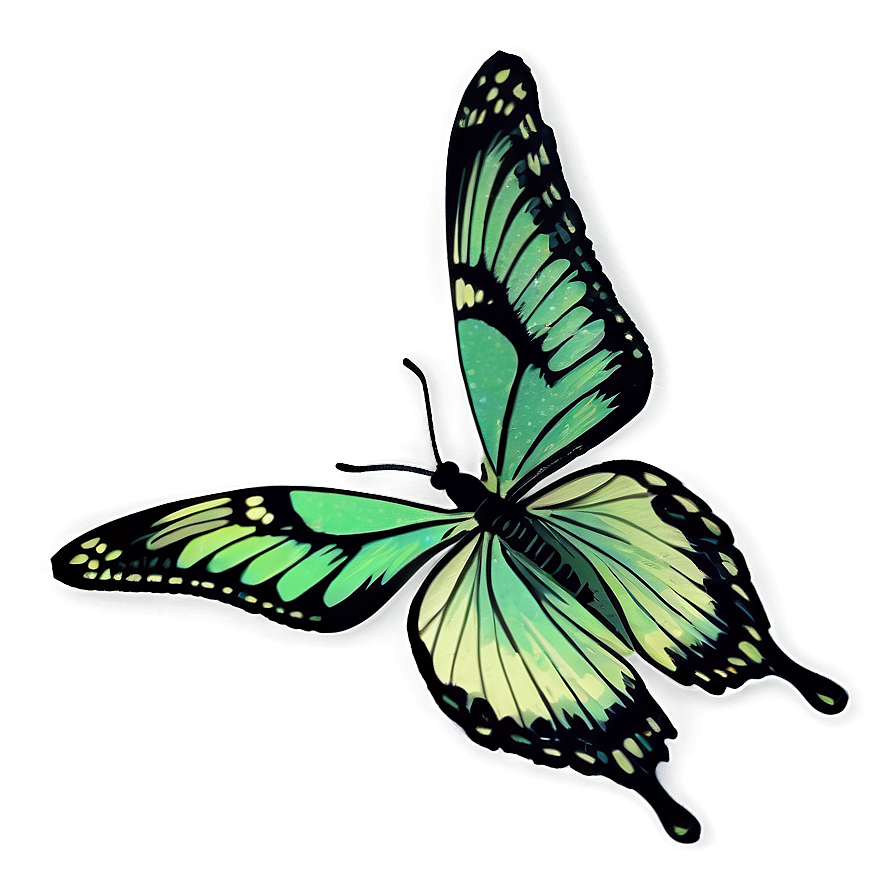 Vintage Green Butterfly Png Jxn PNG Image