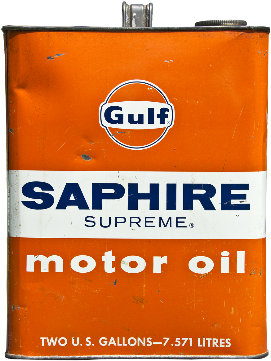 Vintage Gulf Saphire Supreme Motor Oil Can PNG Image