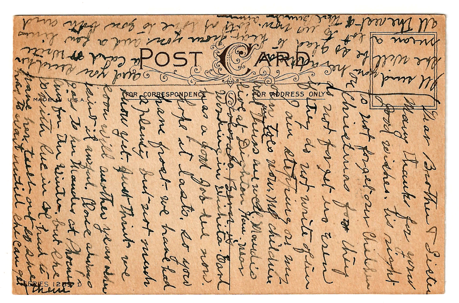 Vintage Handwritten Postcard Back PNG Image