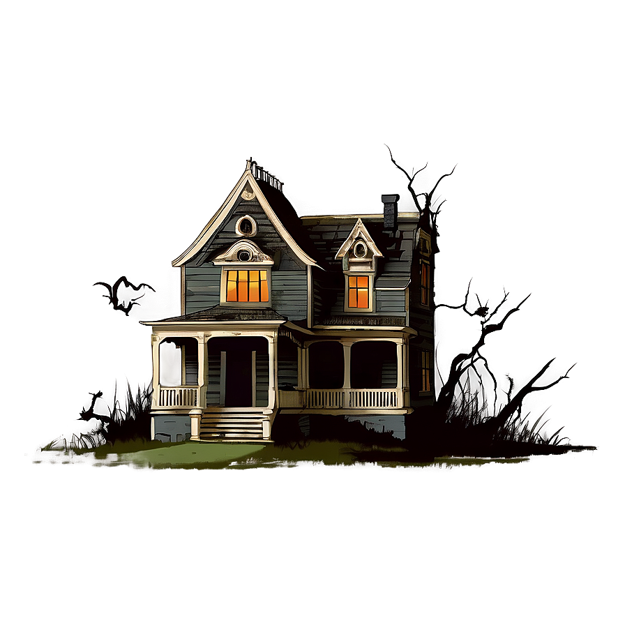 Vintage Haunted House Illustration Png Guc PNG Image