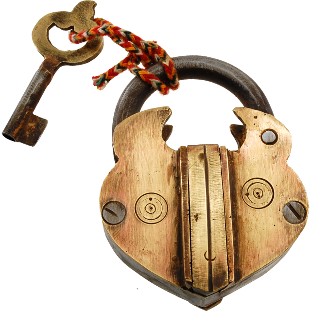 Vintage Heart Padlockand Key PNG Image