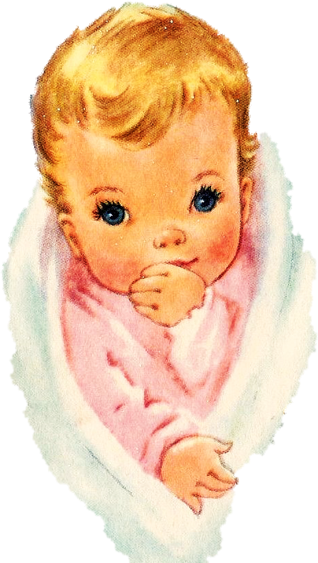 Vintage Illustrated Baby PNG Image