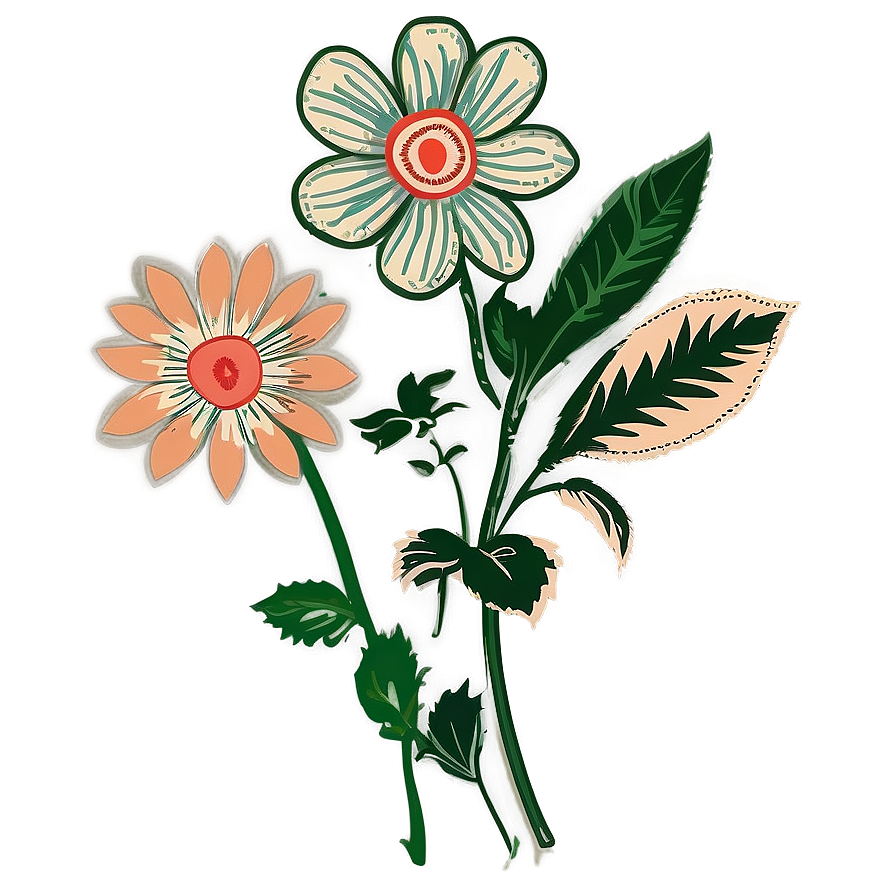 Vintage Indie Flower Graphic Png Ttv PNG Image