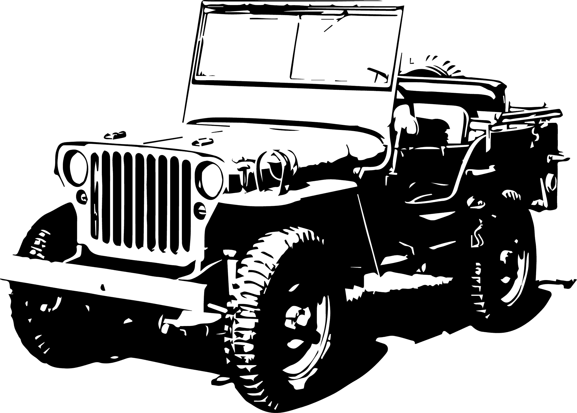 Vintage Jeep Sketch PNG Image