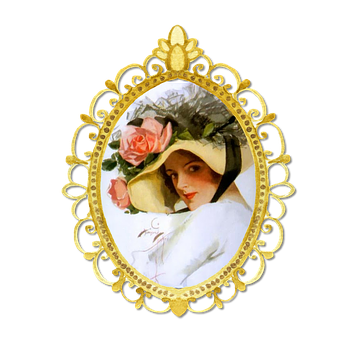 Vintage Ladywith Roses Portrait PNG Image