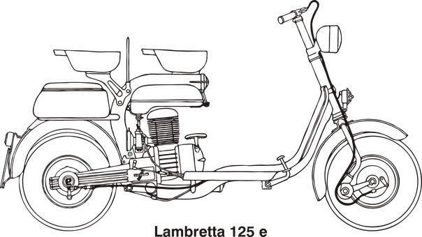 Vintage Lambretta125 Scooter Outline PNG Image