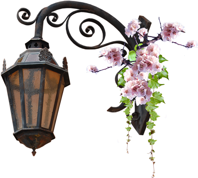 Vintage Lanternwith Blooming Flowers PNG Image