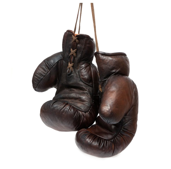 Vintage Leather Boxing Gloves Hanging PNG Image