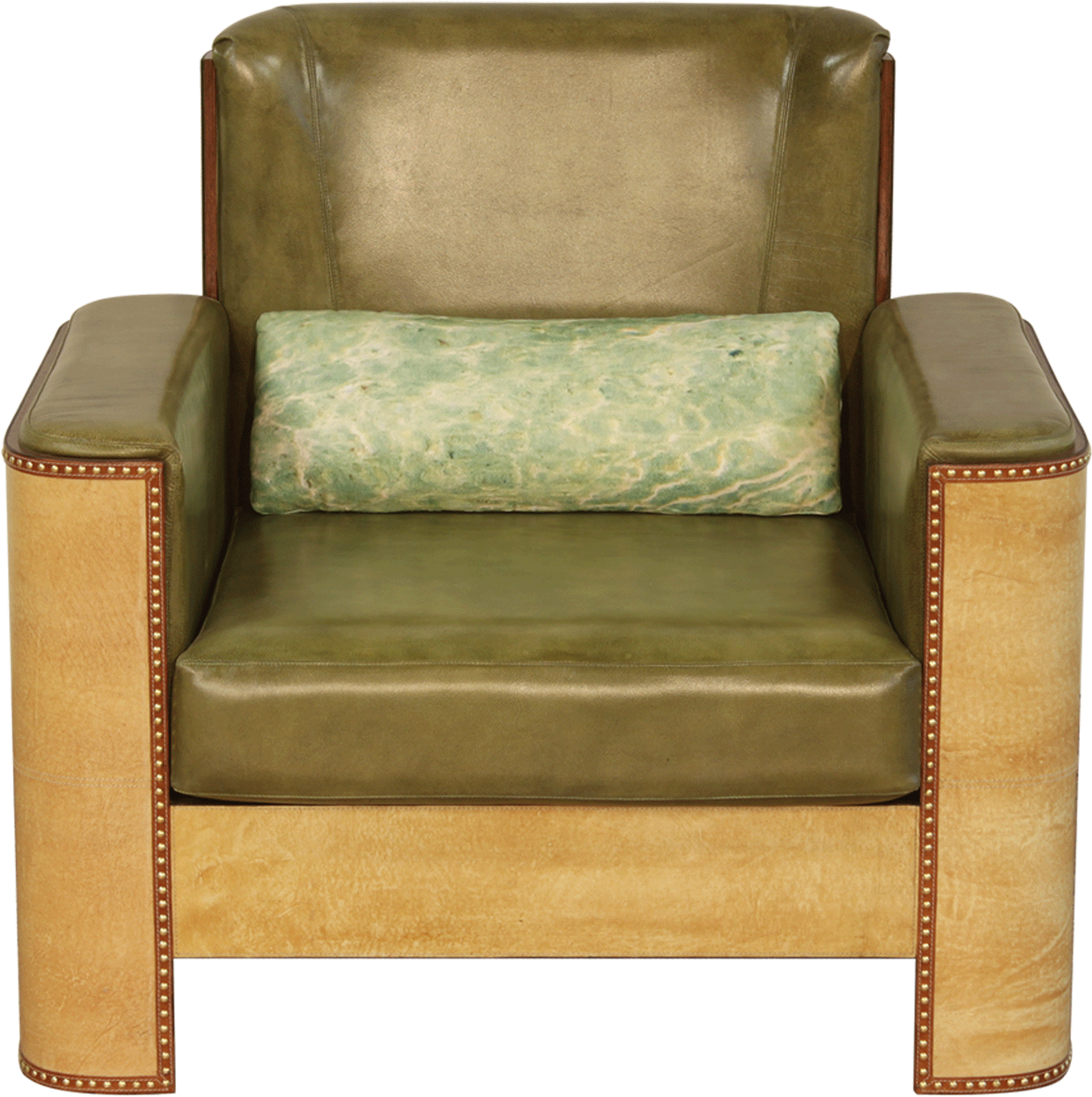 Vintage Leather Club Chair With Pillow PNG Image