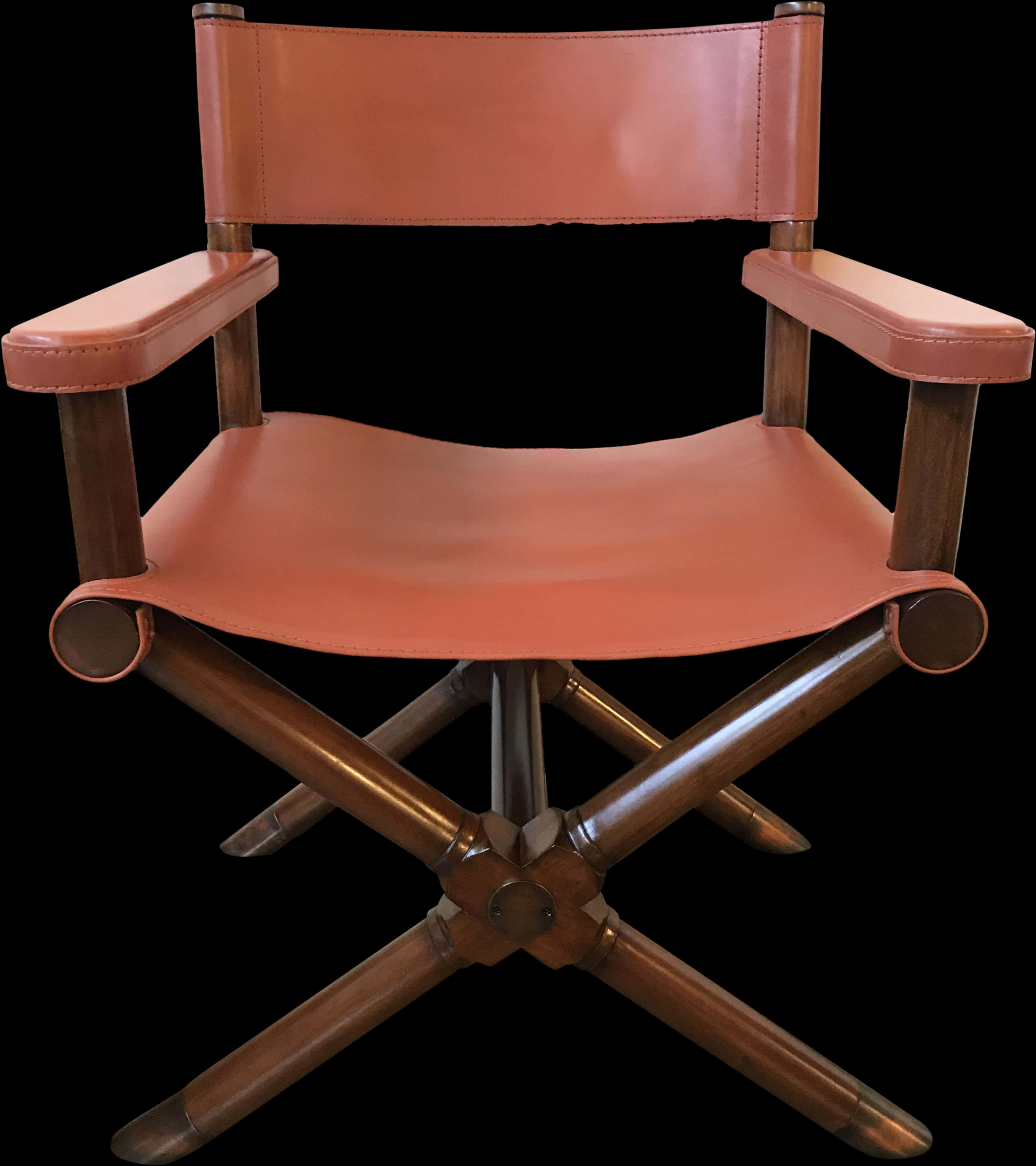 Vintage Leather Directors Chair Black Background PNG Image