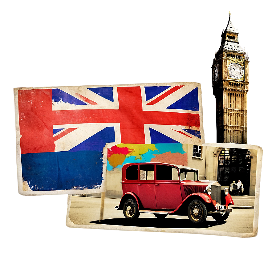 Vintage London Postcard Design Png Mux PNG Image