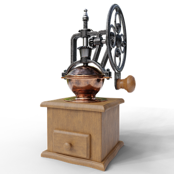 Vintage Manual Coffee Grinder PNG Image