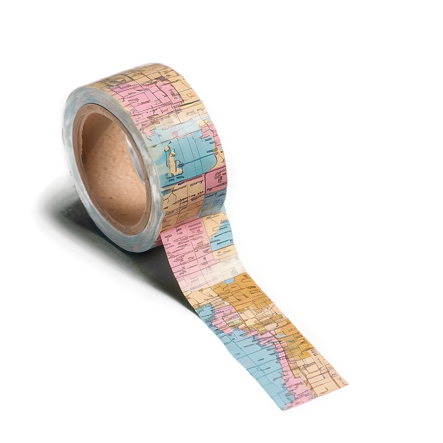 Vintage Map Washi Tape Aesthetic Png 06272024 PNG Image