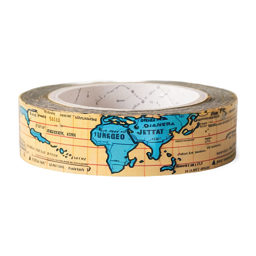 Vintage Map Washi Tape Aesthetic Png 80 PNG Image